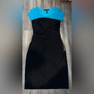 NWOT BCBG MaxAzria Elegant Black and Teal “Tape” Dress Size 0